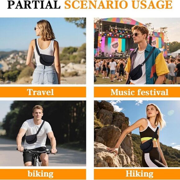 Crescent Bag Nylon Crossbody Shoulder Bag Travel and Work Ultralight - Picture 4 of 7